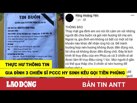 Video Tối 3/8 | MXH rầm rộ tin gia đình 3 chiến sĩ PCCC hy... - youtube