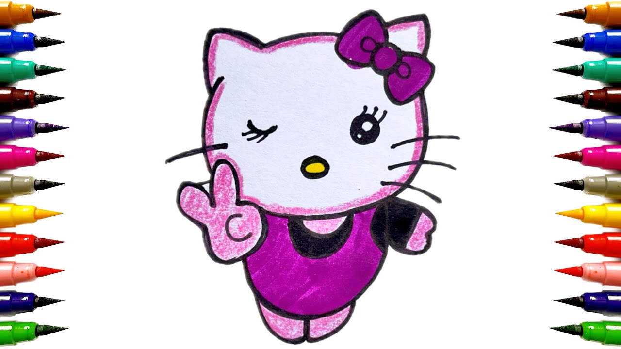 Cute Kitty Drawing, Painting and Colouring for Kids and Toddlers | How To Draw a Cool Hello Kitty