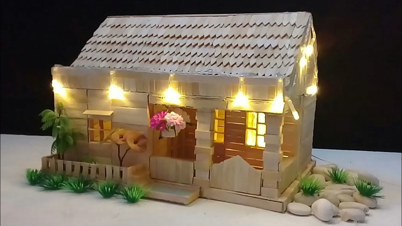 DIY Miniatur RUMAH  MINIMALIS  dari  stik  es  krim  YouTube