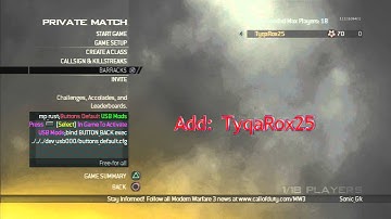 Hosting Buttons_default.cfg INFECTION LOBBY on Mw2 1.14!! {PS3}