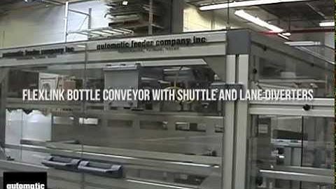 FlexLink XH Bottle Conveyor with Shuttle Transfer Mechanism