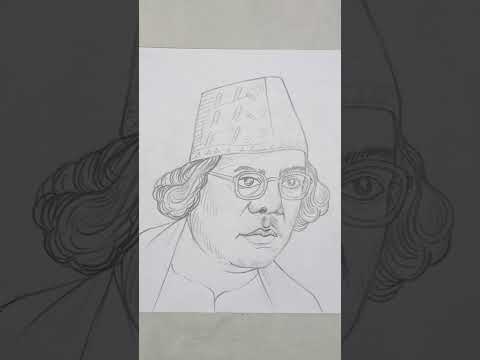Easy Kazi Nazrul Islam Drawing  কাজী নজরুল ইসলাম অঙ্কন #shorts #viralvideo
