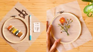 أساسيات التطريز على قماش التُل | How to embroidery on tulle