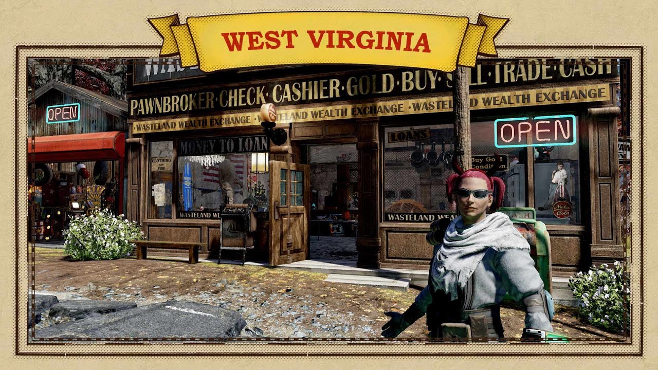 Fallout 76 - " Pawn Shop" of Morgantown. fully decorated campbuild