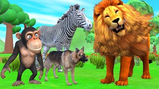 Clever Monkey, Dog and Lion Hindi Story - Panchatantra Moral Stories - Hindi Fairy Tales