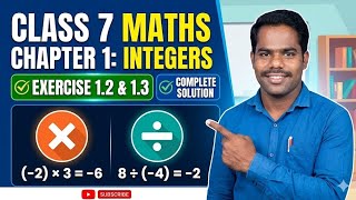 Class 7 Maths Chapter 1 "Integers"Exercise 1.2 And 1.3 Complete Solution Product OfIntegersDivision.