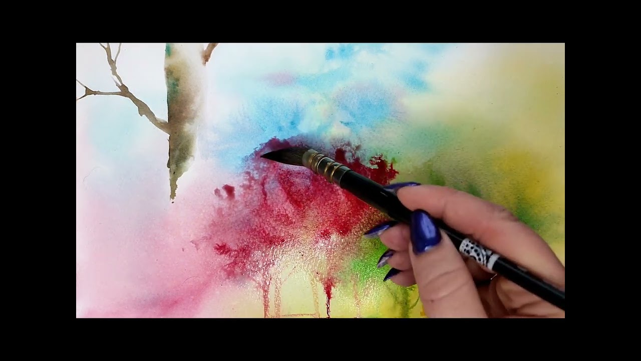 Démo aquarelle au pulvérisateur et en négatif