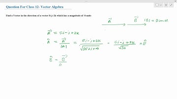 CLASS XII VECTOR -Find a Vector in the direction of a vector 5i- j+2k which has a magnitude of  8