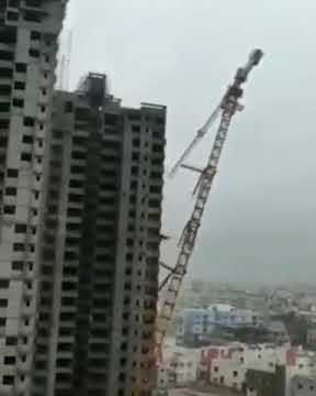 Tower Crane collapse 😩 at construction site Dangerous