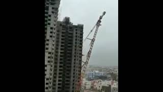 Tower Crane collapse 😩 at construction site Dangerous