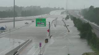 Harvey Flooding Houston: Cypress Creek Flowing over Hardy Toll Road