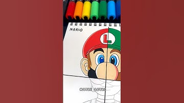 Drawing LUIGI from Super Mario BUT in 4 Different Art Styles with Posca Markers! Part2! #shorts