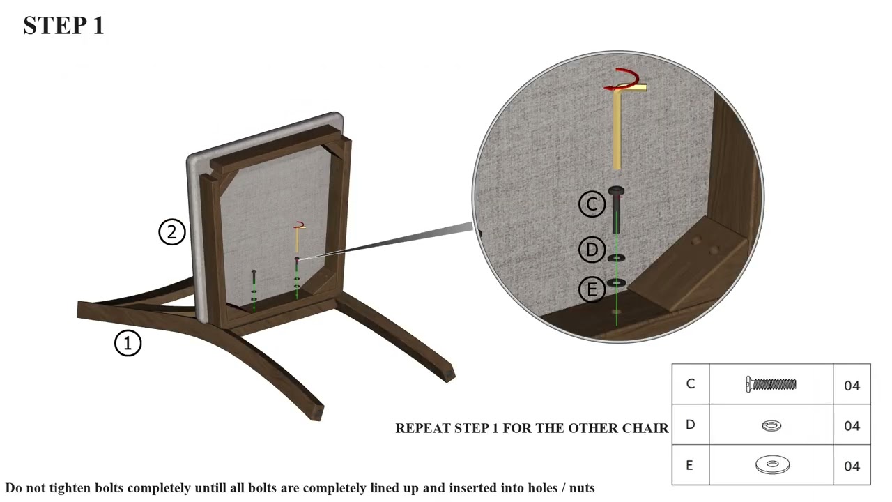 BROWN X BACK SIDE CHAIRS 2 PK ASSEMBLY VIDEO - 030469