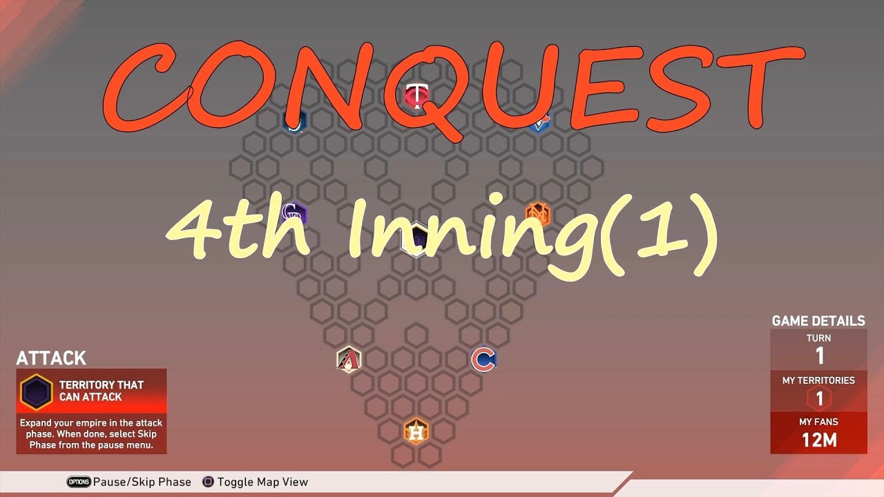 【MLB THE SHOW 19】Conquest 4th INNING Completed(1)  PS4 HD 佔領模式 Diamond Dynasty回合制三目標