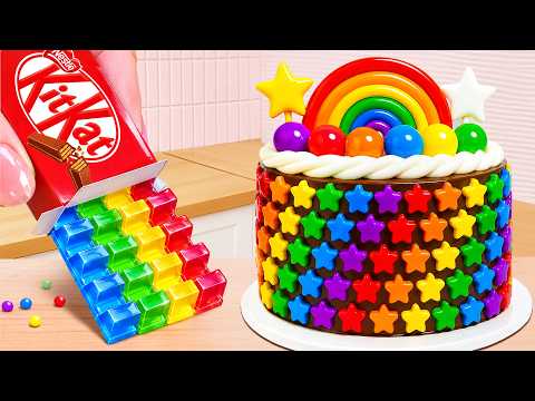 Ultimate Rainbow Star Cake with KitKat Bar Jelly ✨🌈 Best Way To Make Miniature Cake 💖 Cake Corner