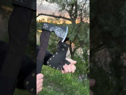 Сокира ручної роботи Польський Гусар Чорний сталь 65Г Gorillas BBQ TR6, відео 1