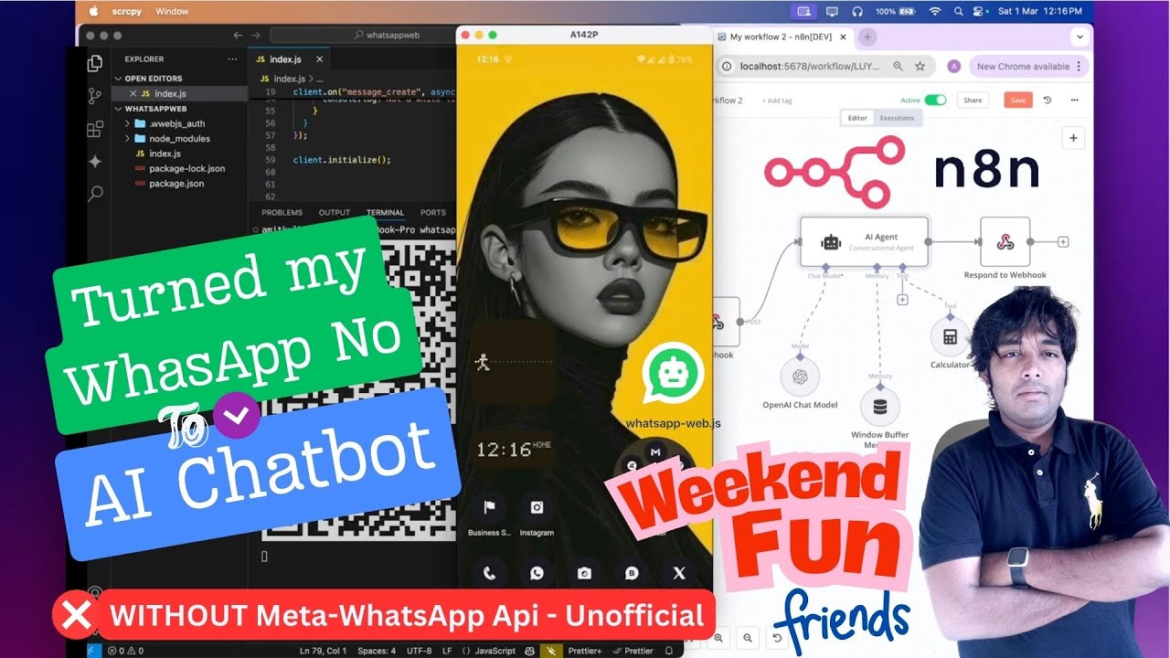 I Turned My WhatsApp Number into an AI Chatbot – Friends' Group Went Crazy! 🤖🔥 Weekend Fun with n8n