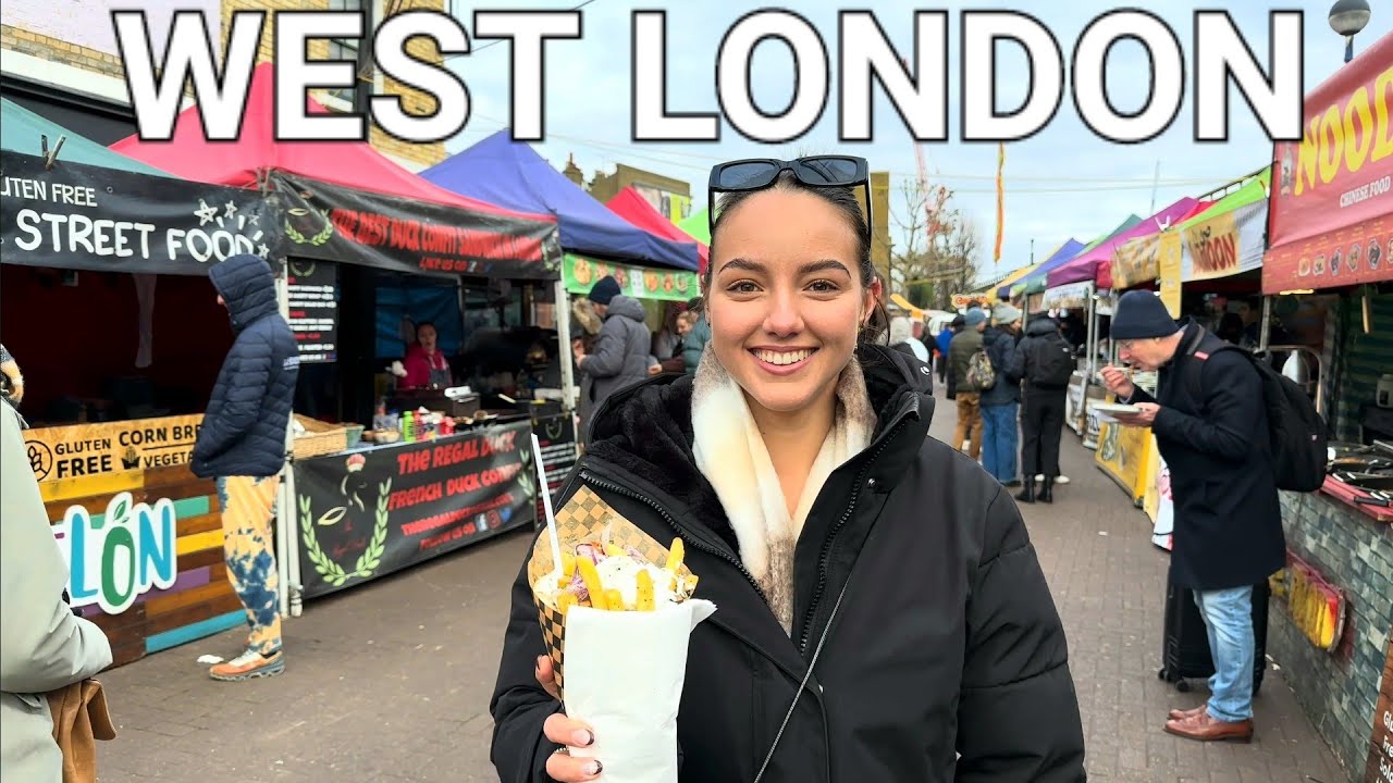 🇬🇧 LONDON STREET FOOD, WEST LONDON WALKING TOUR: EXPLORE VIBRANT PORTOBELLO ROAD MARKET, 4K HDR