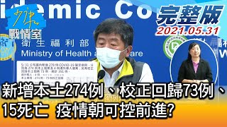 【完整版上集】新增本土274例、校正回歸73例、15死亡 疫情朝可控前進 少康戰情室 20210531