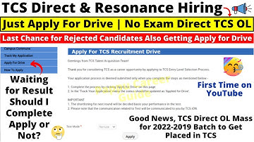 😍TCS 2022 Bulk Hiring, No Exam Direct Offer Letter, Showing Apply For Drive for All for Limited Time