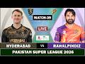 LIVE PSL HYDERABAD KINGSMEN Vs RAWALPINDIZ 39th MATCH LIVE SCORES RWP Vs HK LIVE COMMENTARY RWP 