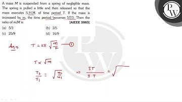 A mass \( M \) is suspended from a spring of negligible mass. The s...