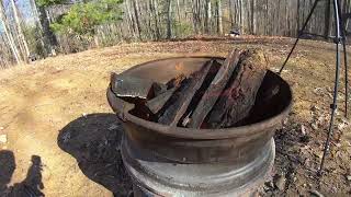 Building a fire pit with old truck wheels