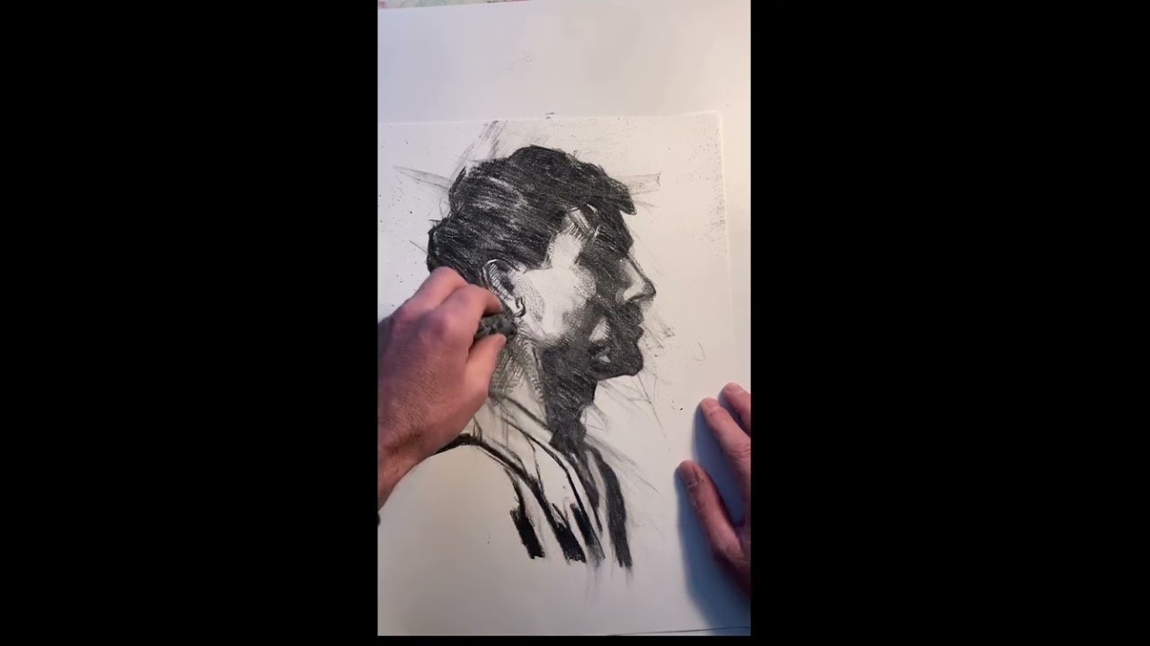 Acrylic + charcoal gel plate monotype