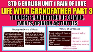 STD 6 English Unit 1 Rain Of Love|Life With Grandfather Part 3|SCERT Kite Victers Class 6 Worksheet