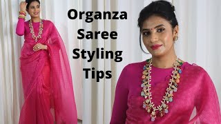 How to Choose Perfect Blouse & Jewellery  For Organza Saree | Aanchal