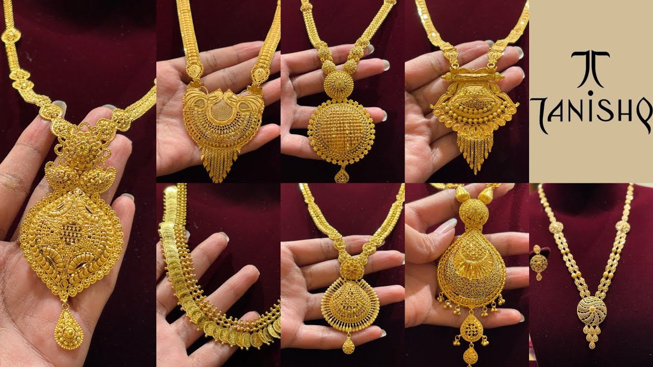 Tanishq latest light weight 😱 gold long necklace set designs with weight and price 