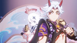 Arataki Itto and Paimon Song Opera Cutscene Genshin Impact