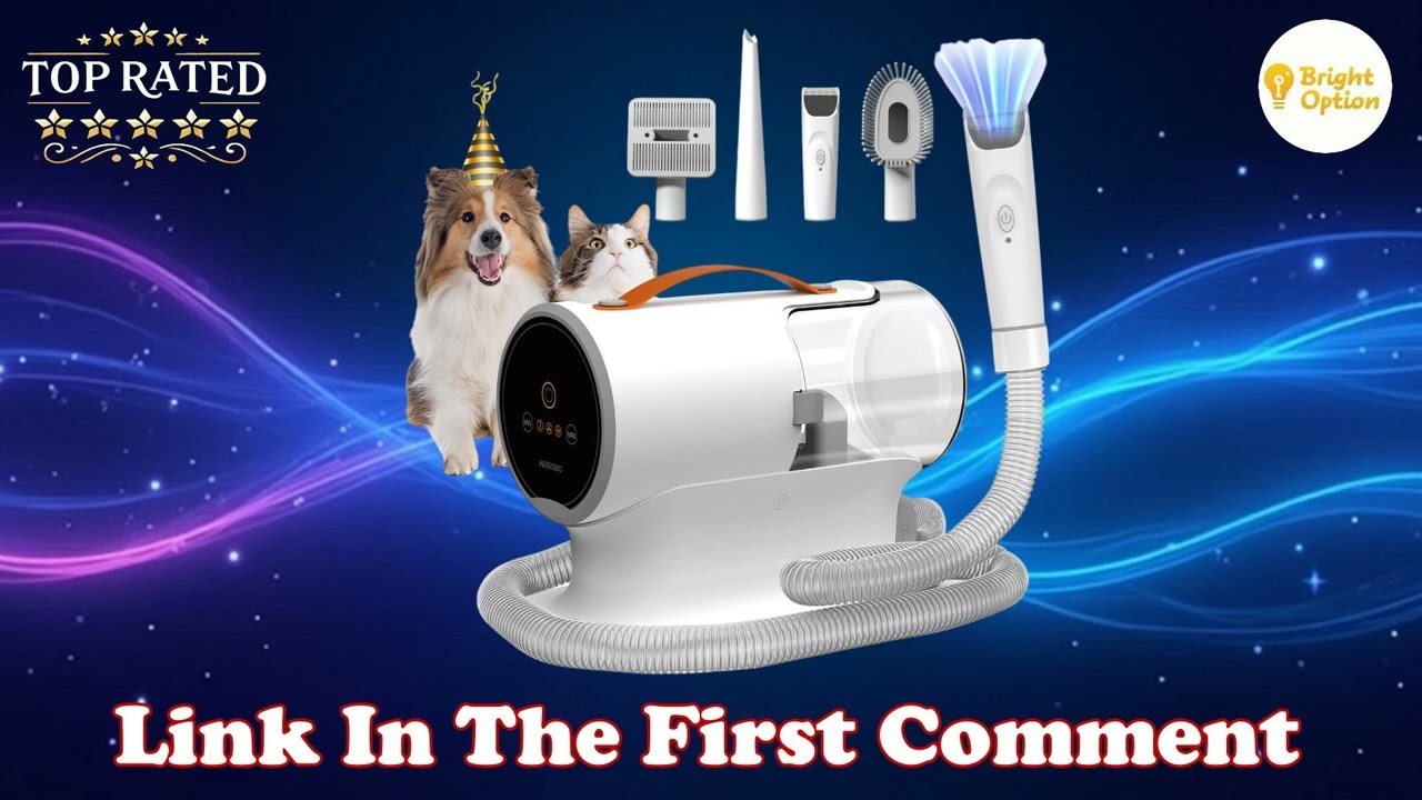 AIRROBO Dog Grooming Vacuum Kit 12000Pa Quiet 5 in 1 Groomer 2L Capacity