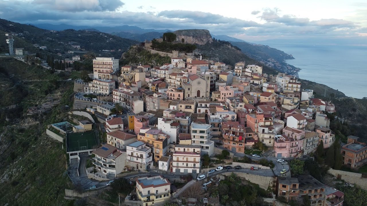 Drone video - Taormina, Sicily, Castelmola village 4K 2023