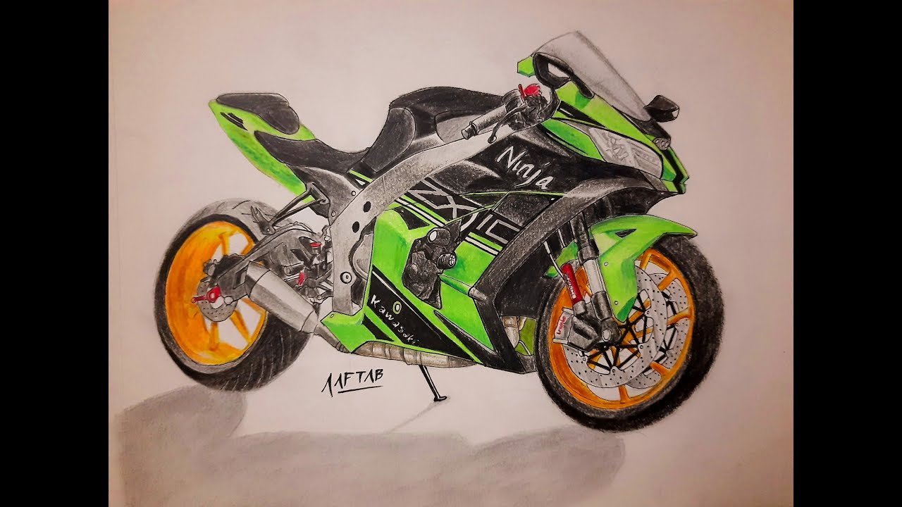 Drawing the Kawasaki Ninja ZX-10R | Using Polychromos | The Art