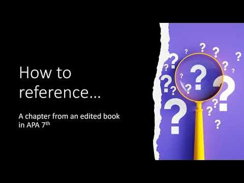 How to reference a book chapter in APA 7th - YouTube