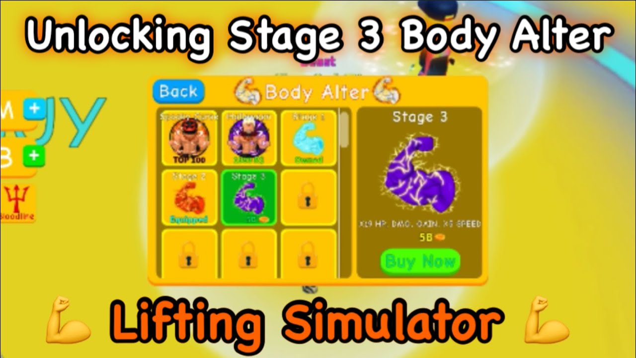 Unlocking Stage 3 Body Alter in Lifting Simulator (Roblox)
