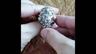 LINSION Huge 925 Sterling Silver King of Lion Ring Mens Biker Punk Ring TA128 US Size 7~15