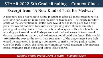 2022 STAAR Reading ~ 5th Grade (Context Clues) Part 1