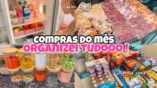 COMPRAS DO MÊS + ORGANIZAÇÃO | REPONDO OS POTES | DISPENSA CHEIA 😍 | ORGANIZANDO A COMORA DO MÊS