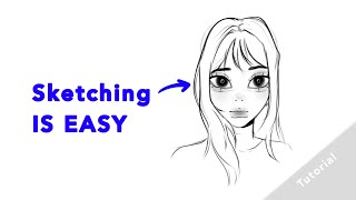 How to sketch a cute girl portrait in less than 10 minutes | cute dollie art style