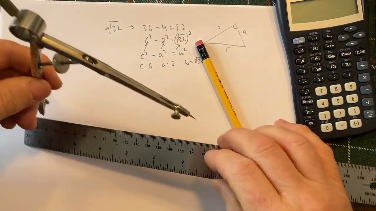 Constructing Square Root Of 32 On A Number Line Using The