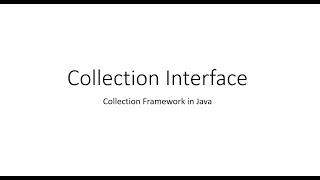 Collection Interface in JAVA