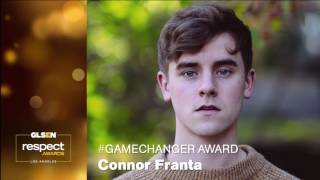 Alex Phillips, Robbie Rogers, and Andrew Graham present Connor Franta with #GameChanger Award