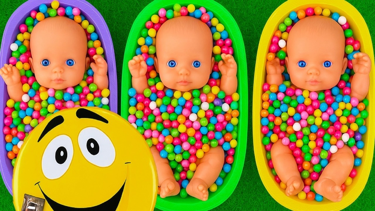 ​4 Minutes Satisfying with Full of 3 Rainbow BathTubs Candy with M&M's & Magic Slime Cutting Video 9