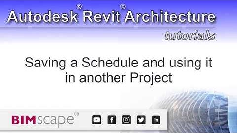 Autodesk Revit: Saving a Schedule and using it in another Project