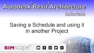Autodesk Revit: Saving a Schedule and using it in another Project