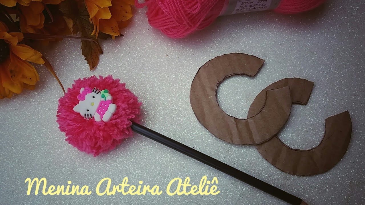 Molde de papelão🎀Pompom de lã