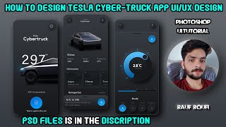 Tesla Cyber-truck App UI/UX Design | Photoshop tutorial | Let's Unwrap by RF screenshot 2