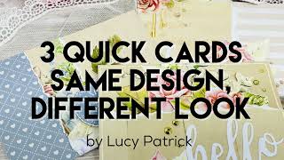 3 quick cards using patterned paper - same design, different look | HANDMADE CARD MAKING TUTORIALS